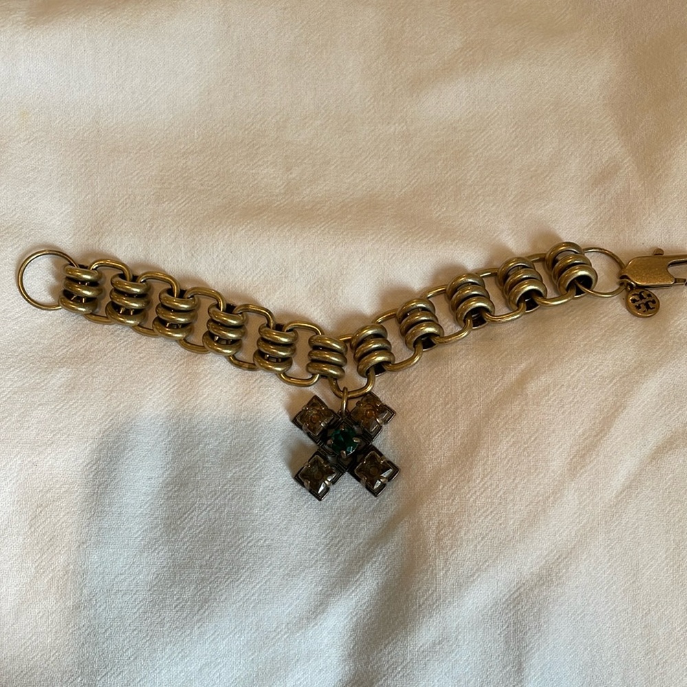 Tory Burch vintage gorgeous emerald and yellow stones braclet.